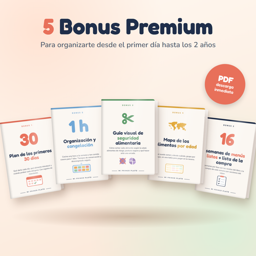 Los 5 Bonus Premium de 500 Recetas para Bebés